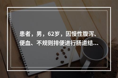 患者，男，62岁，因慢性腹泻、便血、不规则排便进行肠道结肠