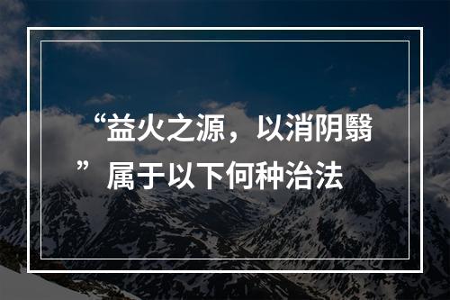 “益火之源，以消阴翳”属于以下何种治法