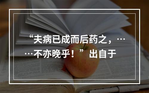 “夫病已成而后药之，……不亦晚乎！”出自于