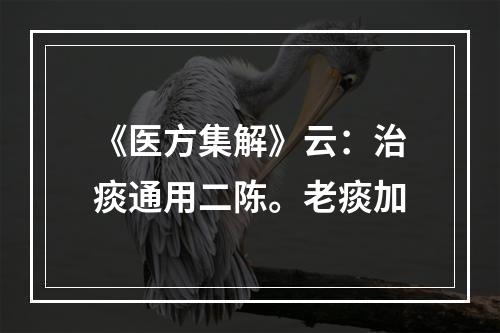 《医方集解》云：治痰通用二陈。老痰加