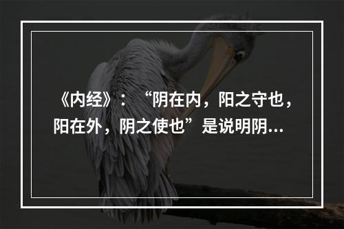 《内经》：“阴在内，阳之守也，阳在外，阴之使也”是说明阴阳