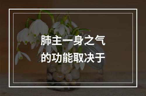 肺主一身之气的功能取决于