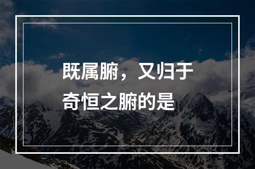 既属腑，又归于奇恒之腑的是