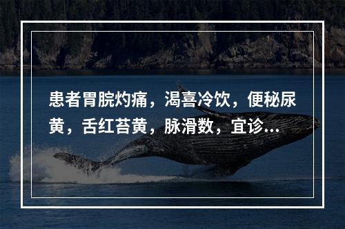 患者胃脘灼痛，渴喜冷饮，便秘尿黄，舌红苔黄，脉滑数，宜诊为