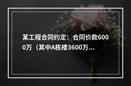 某工程合同约定：合同价款6000万（其中A栋楼3600万.B