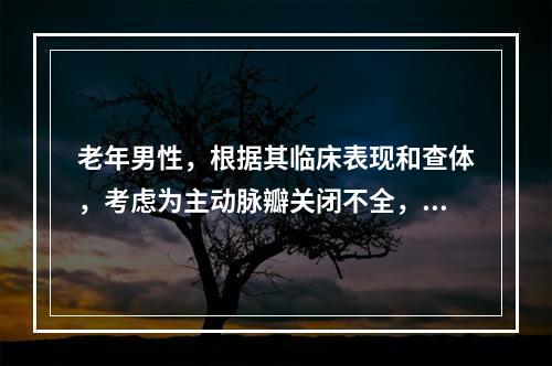 老年男性，根据其临床表现和查体，考虑为主动脉瓣关闭不全，下