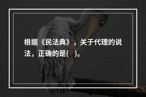 根据《民法典》，关于代理的说法，正确的是(    )。