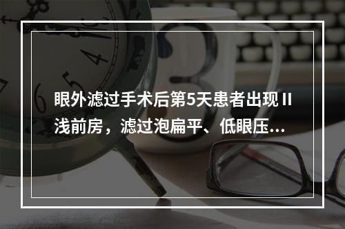 眼外滤过手术后第5天患者出现Ⅱ浅前房，滤过泡扁平、低眼压，应