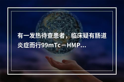 有一发热待查患者，临床疑有肠道炎症而行99mTc－HMPA