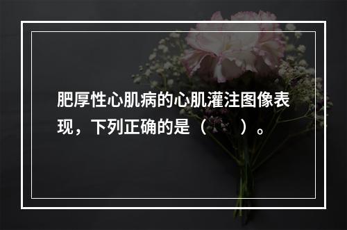 肥厚性心肌病的心肌灌注图像表现，下列正确的是（　　）。