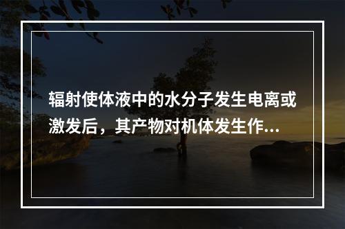 辐射使体液中的水分子发生电离或激发后，其产物对机体发生作用的