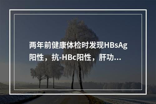 两年前健康体检时发现HBsAg阳性，抗-HBc阳性，肝功能