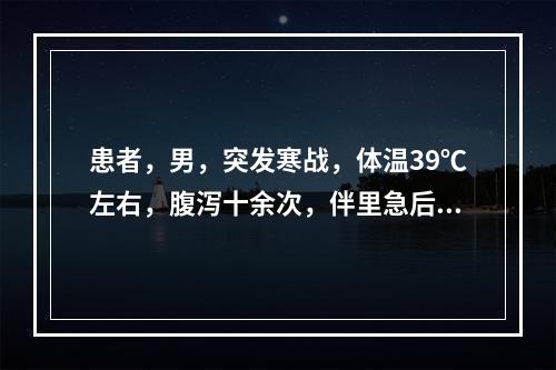 患者，男，突发寒战，体温39℃左右，腹泻十余次，伴里急后重