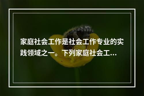 家庭社会工作是社会工作专业的实践领域之一。下列家庭社会工作的