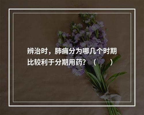 辨治时，肺痈分为哪几个时期比较利于分期用药？（　　）