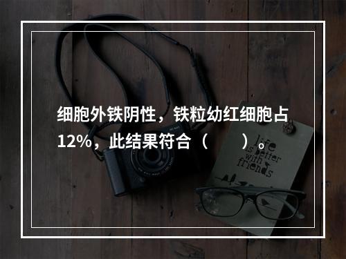 细胞外铁阴性，铁粒幼红细胞占12%，此结果符合（　　）。