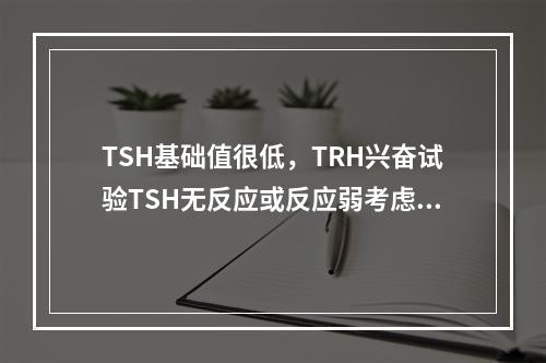 TSH基础值很低，TRH兴奋试验TSH无反应或反应弱考虑下