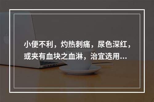 小便不利，灼热刺痛，尿色深红，或夹有血块之血淋，治宜选用（