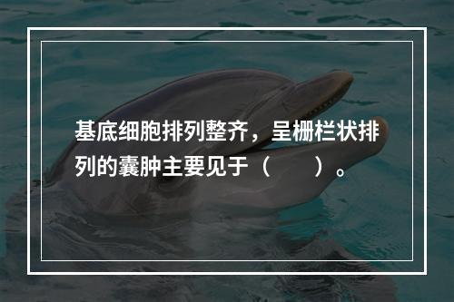 基底细胞排列整齐，呈栅栏状排列的囊肿主要见于（　　）。