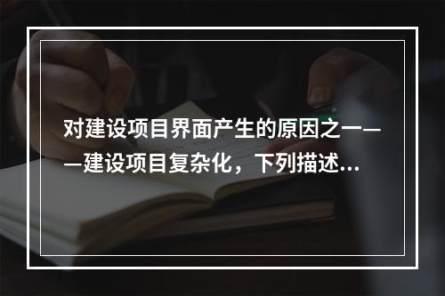 对建设项目界面产生的原因之一——建设项目复杂化，下列描述错