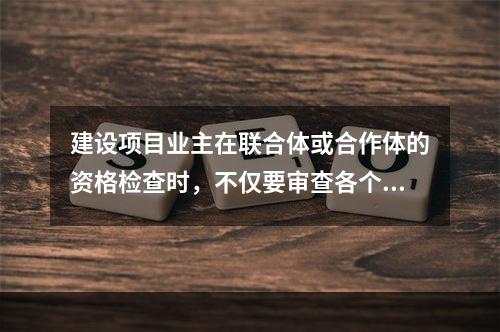 建设项目业主在联合体或合作体的资格检查时，不仅要审查各个成