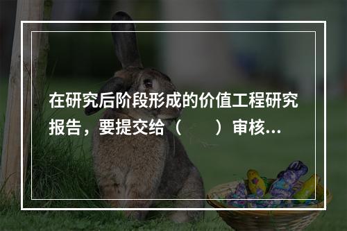 在研究后阶段形成的价值工程研究报告，要提交给（　　）审核，