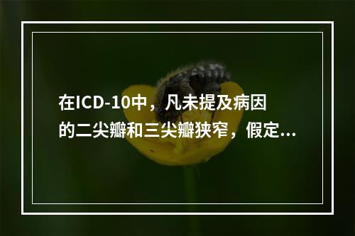 在ICD-10中，凡未提及病因的二尖瓣和三尖瓣狭窄，假定为