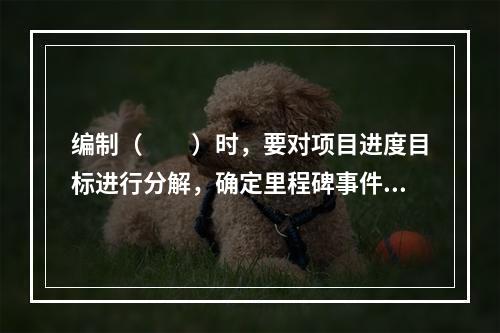 编制（　　）时，要对项目进度目标进行分解，确定里程碑事件的