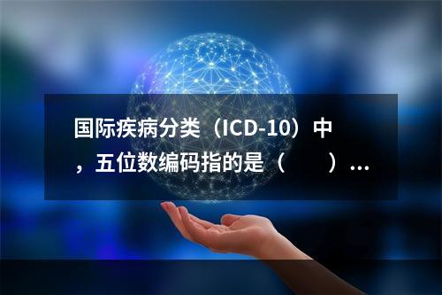 国际疾病分类（ICD-10）中，五位数编码指的是（　　）。