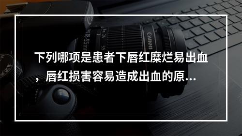 下列哪项是患者下唇红糜烂易出血，唇红损害容易造成出血的原因？