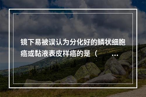 镜下易被误认为分化好的鳞状细胞癌或黏液表皮样癌的是（　　）。