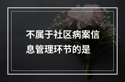 不属于社区病案信息管理环节的是