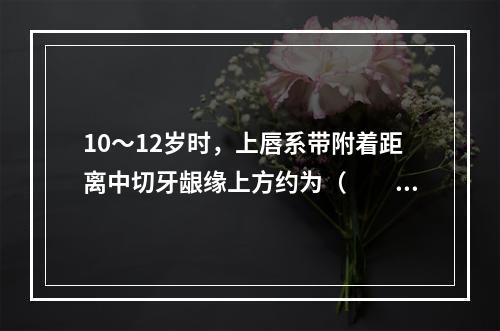 10～12岁时，上唇系带附着距离中切牙龈缘上方约为（　　）。