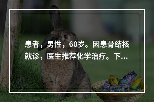 患者，男性，60岁。因患骨结核就诊，医生推荐化学治疗。下列药