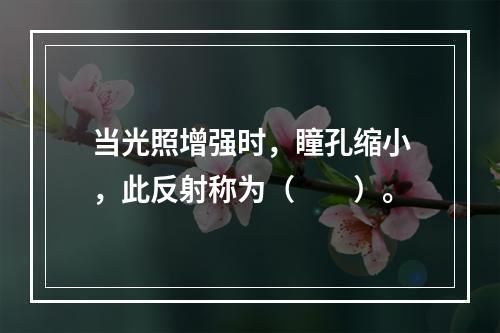 当光照增强时，瞳孔缩小，此反射称为（　　）。