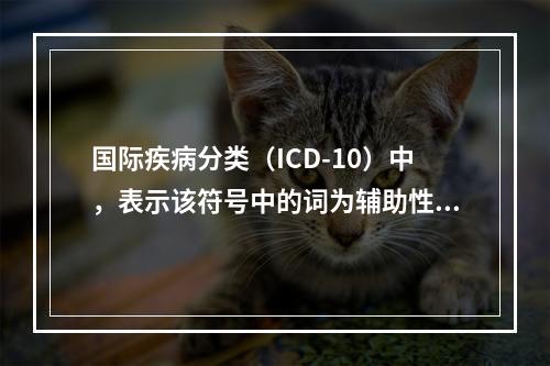 国际疾病分类（ICD-10）中，表示该符号中的词为辅助性修饰