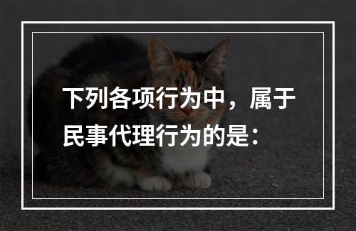 下列各项行为中，属于民事代理行为的是：