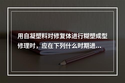 用自凝塑料对修复体进行糊塑成型修理时，应在下列什么时期进行？