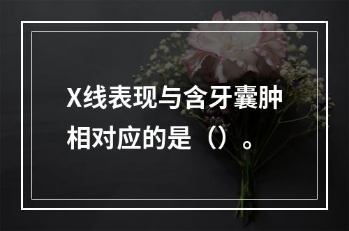 X线表现与含牙囊肿相对应的是（）。