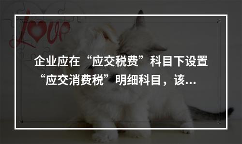 企业应在“应交税费”科目下设置“应交消费税”明细科目，该科目