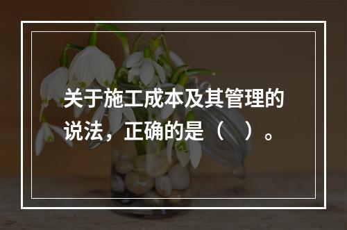 关于施工成本及其管理的说法，正确的是（　）。