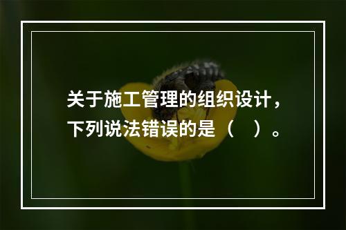 关于施工管理的组织设计，下列说法错误的是（　）。