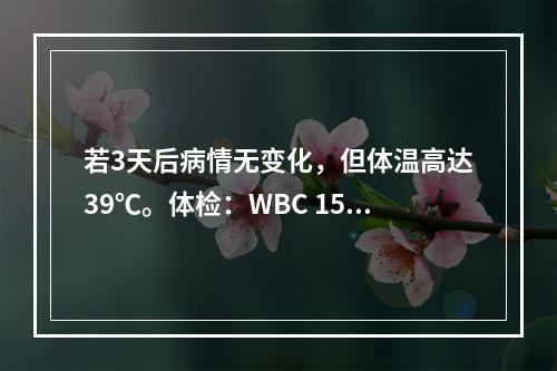 若3天后病情无变化，但体温高达39℃。体检：WBC 15×1