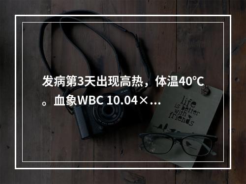 发病第3天出现高热，体温40℃。血象WBC 10.04×10