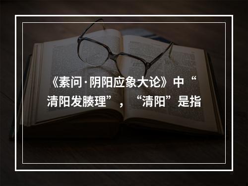 《素问·阴阳应象大论》中“清阳发腠理”，“清阳”是指