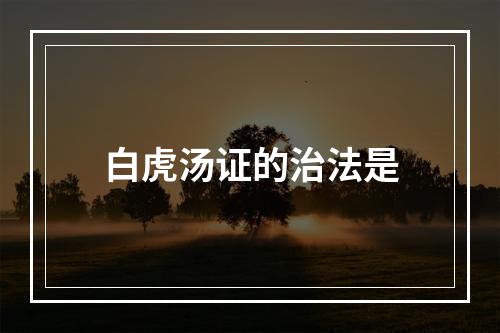 白虎汤证的治法是