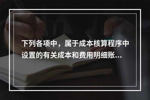 下列各项中，属于成本核算程序中设置的有关成本和费用明细账的有