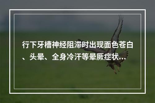 行下牙槽神经阻滞时出现面色苍白、头晕、全身冷汗等晕厥症状时，