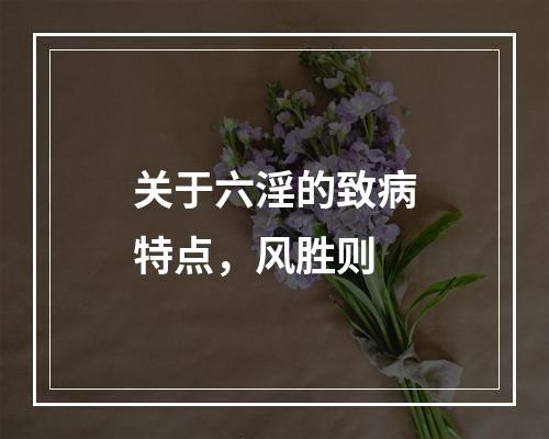 关于六淫的致病特点，风胜则