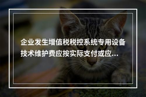 企业发生增值税税控系统专用设备技术维护费应按实际支付或应付的